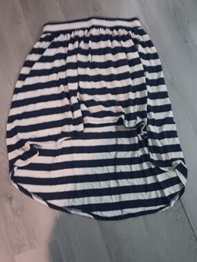 Xhilaration Navy and White Striped High-Low Skirt